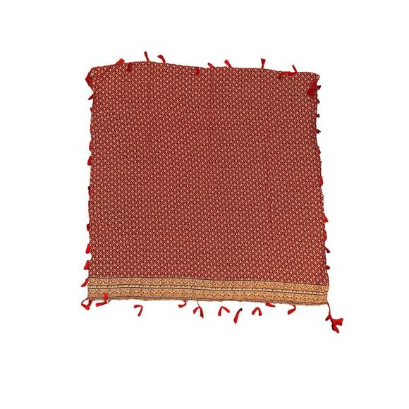 Tasseled Square Scarf 34”x34” Orange - Picture 1 of 4